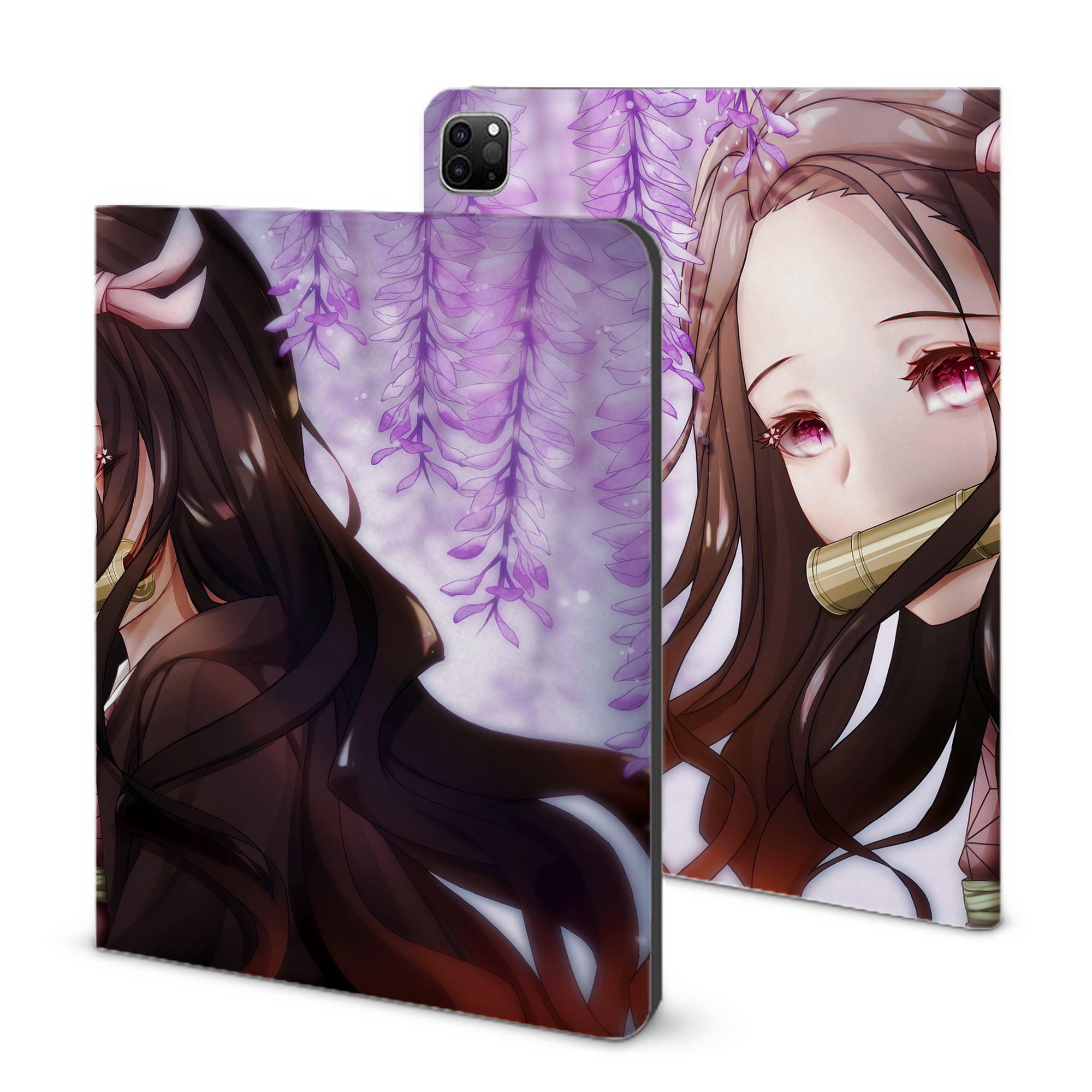 （画像用） 鬼滅の刃（きめつのやいば）竈門 禰󠄀豆子／かまど ねずこ Kamado Nezuko IPad ケース ブック型 PUレザー TPU 耐衝撃 軽量 薄型 ペン収納なし 全面保護 IPad 各モデル対応
